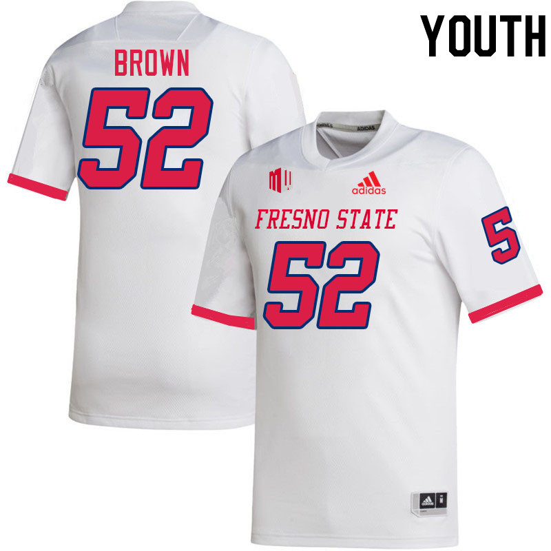 Youth #52 Wesley Brown Fresno State Bulldogs College Football Jerseys Stitched-White